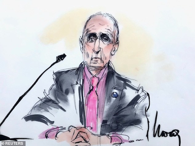 Courtroom sketch shows British cave diver Vernon Unsworth in court on Wednesday