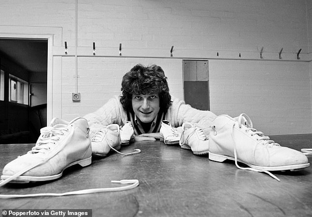 Willis poses as he gets his boots ready for England's winter tour of India in November 1976