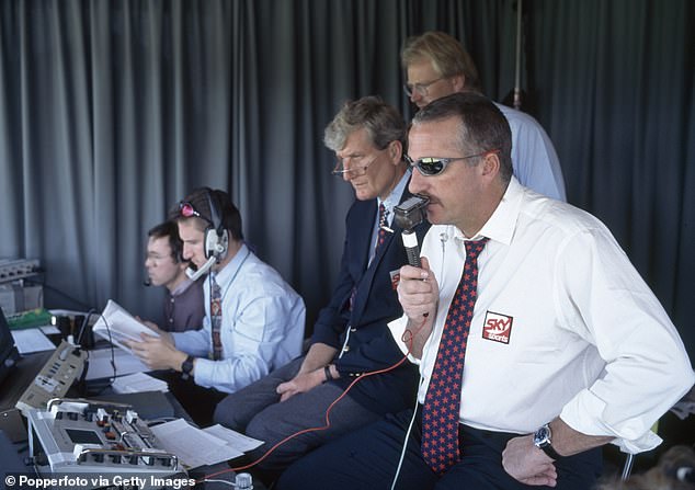 Willis (centre), pictured in 1997, enjoyed a long career with Sky Sports after his retirement