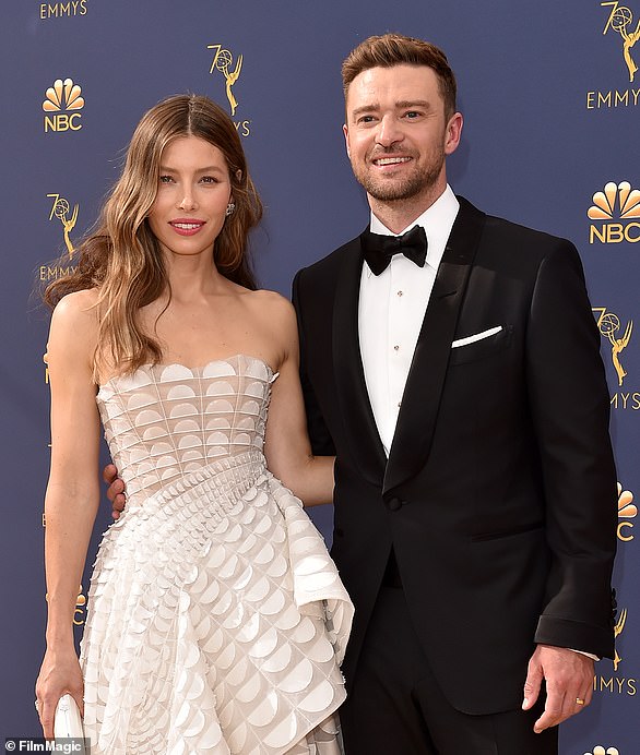 Jessica and Justin in 2018 at the Emmy awards