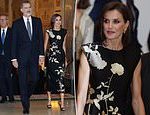 Queen Letizia of Spain dazzles in a black dress as she arrives at an awards ceremony in Madrid