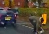 Horror moment toddler is left lying on road after falling out of a moving taxi